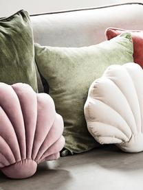 Cuscino in velluto rosa Shell, Retro: 100% cotone, Rosa cipria, Larg. 32 x Lung. 27 cm