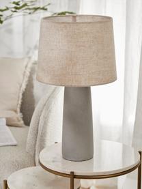 Große Tischlampe Kaya mit Betonfuß, Lampenschirm: 70% Baumwolle, 30% Leinen, Lampenfuß: Beton, Beige, Ø 29 x H 52 cm
