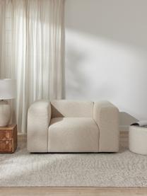 Poltrona in bouclè Lena, Rivestimento: bouclé (93% poliestere, 6, Rivestimento: cuscino in schiuma con an, Struttura: legno di pino, compensato, Gambe: plastica, Bouclé beige, Larg. 134 x Prof. 106 cm