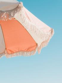Parasol ogrodowy z frędzlami Retro, Stelaż: drewno naturalne, laminow, Blady różowy, kremowobiały, Ø 180 x W 230 cm