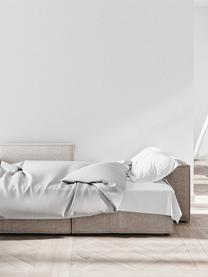 Divano letto angolare in tessuto grigio chiaro con contenitore Melow, Rivestimento: 100% poliestere Con 80.00, Struttura: legno duro, legno tenero,, Tessuto grigio chiaro, nero, Larg. 250 x Prof. 150 cm