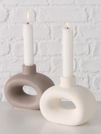 Set 2 candelabri in gres Rody, Gres, Bianco, taupe, opaco, Larg. 12 x Alt. 10 cm
