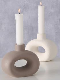 Set de candelabros de gres Rody, 2 uds., Gres, Blanco, gris pardo, mate, An 12 x Al 10 cm