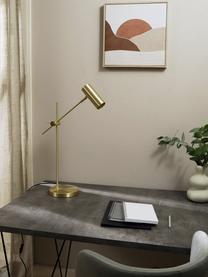 Moderne Schreibtischlampe Cassandra in Gold, Lampenschirm: Metall, vermessingt, Lampenfuß: Metall, vermessingt, Goldfarben, glänzend, T 47 x H 55 cm