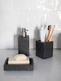 Seifenspender Slate in Schiefer-Optik, Behälter: Polyresin in Schiefer-Opt, Pumpkopf: Kunststoff, Schwarz, B 7 x H 17 cm