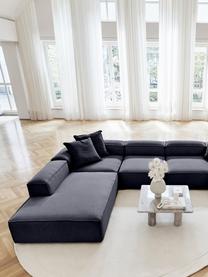 Sofá rinconera modular Lennon, Tapizado: 100% poliéster Alta resis, Estructura: madera maciza, madera con, Patas: plástico, Tejido azul oscuro, An 418 x Al 68 cm, chaise longue izquierda