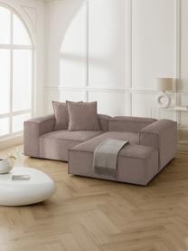Sofá rinconera modular de pana Lennon, Tapizado: pana (92% poliéster, 8% p, Estructura: madera de pino maciza, ma, Patas: plástico, Pana marrón, An 238 x F 180 cm, chaise longue derecha