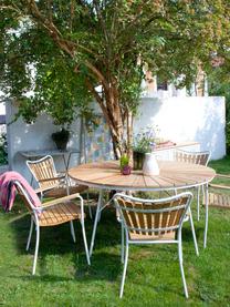 Sedia da giardino in legno con braccioli Hard & Ellen, Struttura: alluminio verniciato a po, Bianco, teak, Larg. 56 x Alt. 78 cm