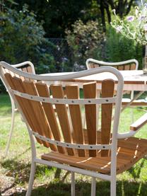 Sedia da giardino in legno con braccioli Hard & Ellen, Struttura: alluminio verniciato a po, Bianco, teak, Larg. 56 x Alt. 78 cm