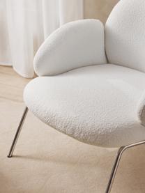 Bouclé koktejlové křeslo s kovovými nohai Luan, Bouclé, bílá, Š 76 cm, H 79 cm