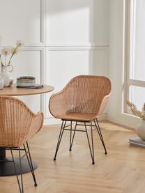 Polyratanová stolička s opierkami Costa, 2 ks, Svetlohnedá, čierna, Š 57 x H 58 cm