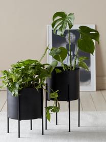 Grote plantenpot Milton met standaard in zwart, Gecoat metaal, Mat zwart, Ø 25 x H 45 cm