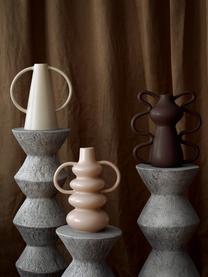 Vase design de forme organique Luvi, Grès cérame, Beige, Ø 6 x haut. 35 cm