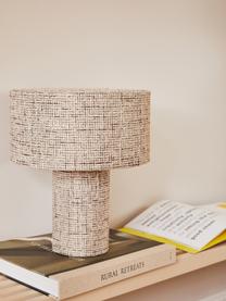 Lampa stołowa z lnu Ron, Brązowy tweed, Ø 30 x W 35 cm