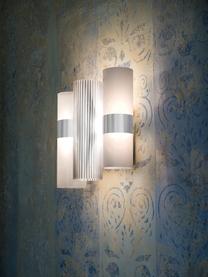 Wandlamp La Lollo van kunststof, Lampenkap: opalflex, lentiflex, stee, Wit, zilverkleurig, B 28 x H 30 cm