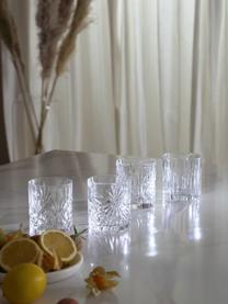 Vasos old fashioned de cristal con relieve Bichiera, 4 uds., Cristal, Transparente, Ø 8 x Al 9 cm, 310 ml