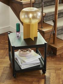Design tafellamp Podium van glas, Lampenkap: glas, Frame: gecoat metaal, Goudkleurig, okergeel, Ø 25 x H 36 cm