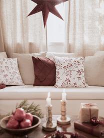 Kussenhoes Berry met wintertakken, 100% katoen, Wit, rood, zwart, B 50 x L 50 cm
