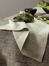 Serviettes de table en lin motif chevrons Audra, 6 pièces, 100 % pur lin, Vert, beige, larg. 46 x long. 46 cm