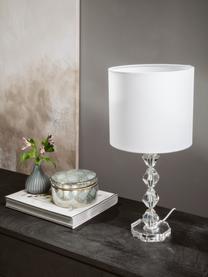 Velká stolní lampa z křišťálového skla Diamond, Stínidlo: bílá Podstava lampy: transparentní Kabel: bílá, Ø 25 cm, V 53 cm