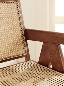 Krzesło z podłokietnikami z plecionką wiedeńską Sissi, Stelaż: lite drewno dębowe, Ciemne drewno z plecionką wiedeńską, S 52 x G 58 cm