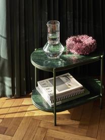 Owalny stolik pomocniczy z marmuru Nusa, Stelaż: metal powlekany, Ciemny zielony, S 58 x W 40 cm