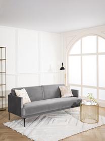 Fluwelen bank Fluente (3-zits) met metalen poten, Bekleding: fluweel (hoogwaardig poly, Frame: massief grenenhout, FSC-g, Poten: gelakt metaal, Fluweel lichtgrijs, B 196 x D 85 cm