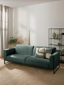 Divano letto 3 posti Josephine, Rivestimento: 100% poliestere Con 40.00, Struttura: legno di pino massiccio e, Piedini: metallo, Tessuto verde, Larg. 238 x Prof. 85 cm