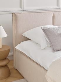 Polsterbett Dream mit Stauraum, Bezug: Polyester (Strukturstoff), Korpus: Massives Kiefernholz, FSC, Webstoff Dunkelbeige, B 160 x L 200 cm