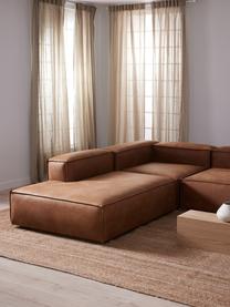 Narożna sofa modułowa XL ze skóry z recyklingu Lennon, Tapicerka: skóra z recyklingu (70% s, Stelaż: lite drewno, sklejka, Nogi: tworzywo sztuczne, Brązowa skóra, S 329 x W 68 cm, lewostronna