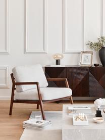 Fauteuil Becky van walnoothout, Bekleding: polyester, Frame: massief walnoothout, Geweven stof beige, walnoothoutkleurig, B 73 x D 90 cm