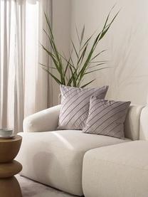 Federa arredo in velluto grigio chiaro con motivo strutturato Leyla, Velluto (100% poliestere), Grigio chiaro, Larg. 40 x Lung. 40 cm