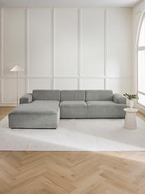 Canapé d'angle 4 places en velours côtelé Melva, Velours côtelé gris, larg. 319 x prof. 196 cm, méridienne à gauche