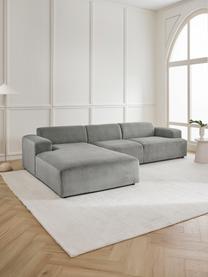 Canapé d'angle 4 places en velours côtelé Melva, Velours côtelé gris, larg. 319 x prof. 196 cm, méridienne à gauche