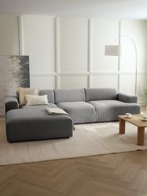 Sofá rinconera de pana Melva (4 plazas), Tapizado: pana (92% poliéster, 8% p, Estructura: madera de pino maciza, ce, Patas: plástico, Pana gris, An 319 x F 196 cm, chaise longue izquierda