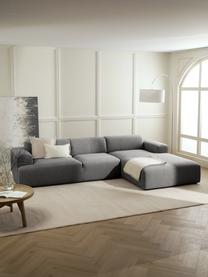 Sofá rinconera de pana Melva (4 plazas), Tapizado: pana (92% poliéster, 8% p, Estructura: madera de pino maciza, ce, Patas: plástico, Pana gris, An 319 x F 196 cm, chaise longue izquierda
