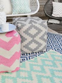 Handgewebter Pouf Napua, Bezug: 100% recyceltes Polyester, Grau, Cremeweiß, B 40 x H 40 cm