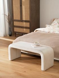 Panca moderna imbottita in velluto Penelope, Rivestimento: velluto (100% poliestere), Struttura: metallo compensato, Velluto bianco crema, Larg. 110 x Alt. 46 cm