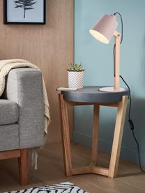 Grote bureaulamp Swivel met houten voet, Lampenkap: metaal, Lampvoet: metaal, Roze, houtkleurig, B 16 x H 52 cm