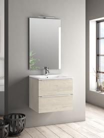 Waschtisch-Set Malmo, 4-tlg., Griffe: Aluminium, beschichtet, Spiegelfläche: Spiegelglas, Rückseite: ABS-Kunststoff, Eichenholz-Optik, Set mit verschiedenen Größen