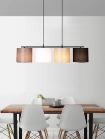 Lampadario grande con paralumi in tessuto Valiz, Struttura: metallo rivestito, Baldacchino: metallo rivestito, Nero, beige, bianco, marrone, Larg. 110 x Alt. 22 cm