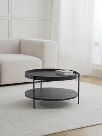 Ronde houten salontafel Renee, Frame: gepoedercoat metaal, Zwart, Ø 69 cm