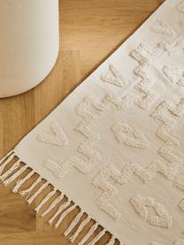 Ręcznie tkany chodnik z bawełny Idris, 100% bawełna, Kremowobiały, S 80 x D 200 cm