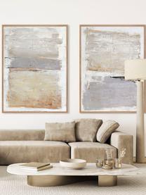 Ručne maľovaný obraz na plátne s dreveným rámom Scenario, Béžová, sivá, Š 92 x V 120 cm