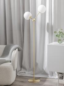 Stehlampe Aurelia aus Opalglas, Lampenfuß: Metall, vermessingt, Messing, Weiß, Ø 25 x H 155 cm