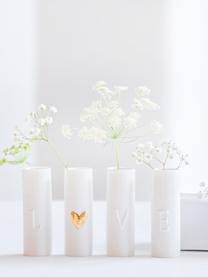 Komplet wazonów z porcelany Love, 4 elem., Porcelana, Wazon: złamana biel  Relief serca: odcienie złotego, Ø 3 x W 9 cm