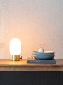 Kleine Dimmbare Nachttischlampe Urban mit USB-Anschluss, Lampenschirm: Opalglas, Lampenfuß: Metall, beschichtet, Goldfarben, Opalweiß, Ø 13 x H 25 cm