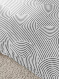 Vzorované bavlněné povlečení Arcs, Šedá, bílá, 135 x 200 cm + 1 polštář 80 x 80 cm
