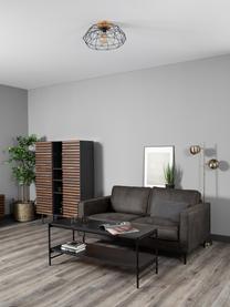 Divano 2 posti in pelle riciclata Hunter, Rivestimento: pelle riciclata (70% pell, Struttura: legno di pino massiccio e, Piedini: metallo verniciato a polv, Pelle grigio marrone, Larg. 164 x Prof. 90 cm