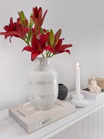 Große handgefertigte Design-Vase Omaggio, Keramik, Weiß, Perlmuttfarben, Ø 20 x H 31 cm